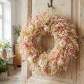 Guirlanda decorativa, guirlanda de aveia, guirlanda natural, flores de palha, rosa, Ø29cm | Floristik24.pt