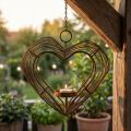 Suporte de luz de chá decoração pendurada de metal decoração de ferrugem coração 22×7×20cm | Floristik24.pt