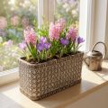 Floreira Tigela de Cerâmica Marrom, Branca 23×11×11cm | Floristik24.pt