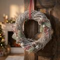 Coroa de pinheiro branco Ø30cm, coroa decorativa de agulhas de pinheiro naturais | Floristik24.pt