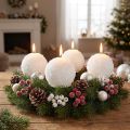 Velas do Advento, design de bola de neve, velas brancas em formato de bola de Ø80mm, conjunto de 4, decoração de Natal, magia de inverno | Floristik24.pt