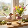 Pássaro de madeira deco figura decoração da janela primavera rosa H15cm 2pcs | Floristik24.pt
