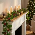 Guirlanda de natal artificial azevinho guirlanda Ilex 160cm | Floristik24.pt