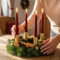 Castiçal para velas em bastão estreito dourado Ø2,2cm Alt.15cm 4 unidades | Floristik24.pt
