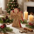 Figura de decoração de anjo em madeira vermelha, natureza 15cm | Floristik24.pt