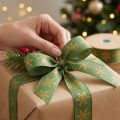 Fita Natal floco de neve verde amarelo 25mm 15m | Floristik24.pt