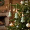 Enfeites para árvore de Natal, pinheiro para pendurar, Natal verde/natural H10cm L24cm 4 peças | Floristik24.pt