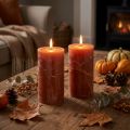 Conjunto de 2 velas cilíndricas, laranja escuro, 85 x 150 mm, cor sólida, longa duração – velas decorativas para salas de estar, ocasiões festivas e ambientes românticos. | Floristik24.pt