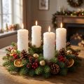 Conjunto de 4 velas do Advento - Velas brancas em formato de pilar com efeito de bola de neve e padrão de gelo, decoração de Natal 150/60mm | Floristik24.pt