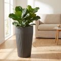 Vaso de chão plástico floreira antracite Ø28cm H46,5cm | Floristik24.pt