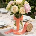 Franjas de tecido pastel laranja com fita de chiffon 40mm 15m | Floristik24.pt