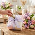 Fita para presente flores roxas fita lilás 25mm 18m | Floristik24.pt