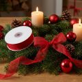 Fita de organza com fita de orla tecido de organza 15mm 50m vermelho | Floristik24.pt