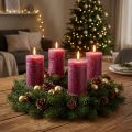 Conjunto de 4 velas de pilar em cor sólida, roxo-avermelhado, 70x120mm - Perfeitas para decoração de mesas e celebrações. | Floristik24.pt