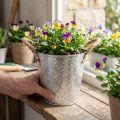 Vaso de metal para plantas, vaso de flores com alças, floreira com estampa floral Ø18cm | Floristik24.pt