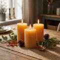 Velas de pilar de cor sólida, cor mel, 60×100mm, 4 unidades - Decoração de mesa natural | Floristik24.pt