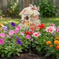 Estacas de jardim pássaros de metal, estacas de plantas decoração de casa de pássaros 76,5 cm | Floristik24.pt