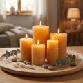 Velas de cor sólida, cores mel, vários tamanhos | Floristik24.pt