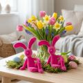 Coelho decorativo sentado, ideal para enfeitar a sala de estar ou o escritório na primavera. 22 cm, conjunto com 2 peças. | Floristik24.pt