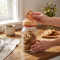Pote de biscoito de vidro Bonboniere com tampa pretzel Ø11cm Alt.28,5cm | Floristik24.pt