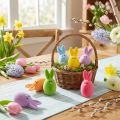 Mistura de ovos de Páscoa com orelhas, ovos de coelhinho flocados, decorações de Páscoa coloridas 6 unidades | Floristik24.pt