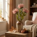 Almofada de alfinetes flor de outono artificial Protea Rosa Leucospermum 73cm 3pcs | Floristik24.pt