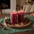 Velas de pilar tingidas, estilo Berry, 85x120mm, conjunto de 2, vermelhas, decorativas | Floristik24.pt