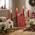 Castiçal, guirlanda do advento, velas, casas, 35cm Alt.20cm | Floristik24.pt