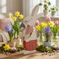 Coelho decorativo com pá, coelhinho, decoração de Páscoa, coelho de madeira, coelhinho da Páscoa | Floristik24.pt