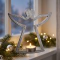 Porta-velas com anjo, decoração de vela para pendurar, metal prata Alt.20cm | Floristik24.pt