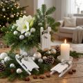 Trenó decorativo branco prateado com cordão de sino C13cm 4 peças | Floristik24.pt