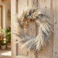 Guirlanda de capim-dos-pampas seco, decoração boho para porta, flores naturais secas Ø31cm, guirlanda de parede | Floristik24.pt