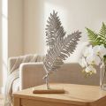 Decoração de mesa decoração de metal samambaia prata madeira A54cm L37cm | Floristik24.pt