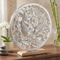 Anel decorativo metal base madeira prata lotus koi decoração Ø32cm | Floristik24.pt