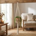 Decoração suspensa em macramê estilo boho Ø12cm A79cm Creme - Vaso suspenso para parede | Floristik24.pt