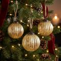 Bolas de árvore bolas de Natal douradas vidro Ø7cm Alt.7,5cm 6 unidades | Floristik24.pt