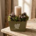 Vaso de madeira para plantas, estilo shabby chic, verde, 11×14,5×14cm | Floristik24.pt