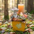 Vaso de madeira para plantas, estilo shabby chic, amarelo, 11×14,5×14cm | Floristik24.pt