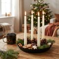 Porta-velas de metal em formato de bolo – Preto, Ø 24 cm – Decoração de mesa elegante para 4 velas – 2 peças | Floristik24.pt