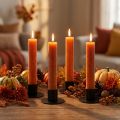 Velas cónicas laranja escuro cor sólida Sunset 34x240mm 4 un | Floristik24.pt