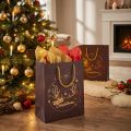 Sacola de presente de Natal com chifres marrom/dourado 18x10x23cm 2 unidades | Floristik24.pt