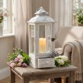 Lanterna decorativa vintage com gaveta branca 20×20cm Alt.51cm | Floristik24.pt