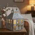 Lanterna decorativa vintage luz de casa de metal ferrugem branca H35cm | Floristik24.pt