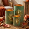 Porta-velas de outono para lanterna em metal Ø8/10/13cm conjunto de 3 peças | Floristik24.pt