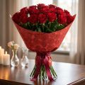 Cuff papel de seda rosas vermelhas 25cm 100m | Floristik24.pt