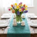Corredor de mesa decorativo de lã corredor de mesa decorativo de lã azul-verde 23cm 25m | Floristik24.pt