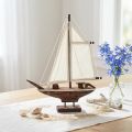 Barco à vela decoração navio madeira de pinho marrom 32×5×41cm | Floristik24.pt