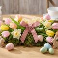 Fita de veludo Fita decorativa Feliz Páscoa rosa 15mm 5m | Floristik24.pt