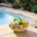 Tigela de cerâmica com limões – Tigela decorativa mediterrânica para mesa e cozinha Ø21,5cm A8,5cm | Floristik24.pt