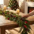 Guirlanda de abeto Thuja verde com frutos, enfeite decorativo para pendurar, decoração de Natal, guirlanda artificial festiva, 175 cm de comprimento. | Floristik24.pt